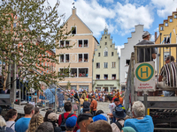 Over 2,000 participants recreate the medieval wedding of Hedwig Jagiellon and George of Bavaria. On July 16, 2023, in Landshut, Bavaria, Ger...