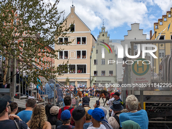 Over 2,000 participants recreate the medieval wedding of Hedwig Jagiellon and George of Bavaria. On July 16, 2023, in Landshut, Bavaria, Ger...