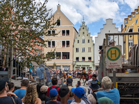 Over 2,000 participants recreate the medieval wedding of Hedwig Jagiellon and George of Bavaria. On July 16, 2023, in Landshut, Bavaria, Ger...