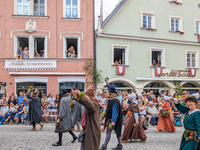 Over 2,000 participants recreate the medieval wedding of Hedwig Jagiellon and George of Bavaria. On July 16, 2023, in Landshut, Bavaria, Ger...