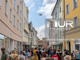 Over 2,000 participants recreate the medieval wedding of Hedwig Jagiellon and George of Bavaria. On July 16, 2023, in Landshut, Bavaria, Ger...