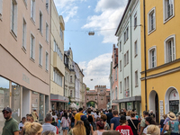 Over 2,000 participants recreate the medieval wedding of Hedwig Jagiellon and George of Bavaria. On July 16, 2023, in Landshut, Bavaria, Ger...