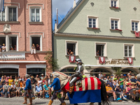 Over 2,000 participants recreate the medieval wedding of Hedwig Jagiellon and George of Bavaria. On July 16, 2023, in Landshut, Bavaria, Ger...