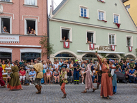 Over 2,000 participants recreate the medieval wedding of Hedwig Jagiellon and George of Bavaria. On July 16, 2023, in Landshut, Bavaria, Ger...