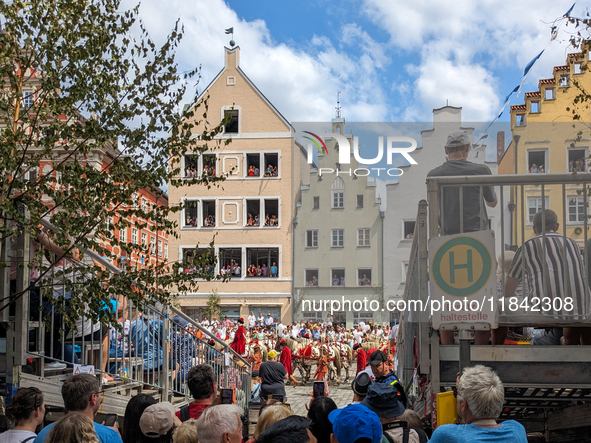 Over 2,000 participants recreate the medieval wedding of Hedwig Jagiellon and George of Bavaria. On July 16, 2023, in Landshut, Bavaria, Ger...