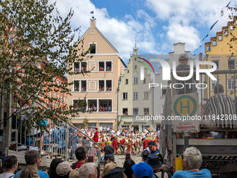 Over 2,000 participants recreate the medieval wedding of Hedwig Jagiellon and George of Bavaria. On July 16, 2023, in Landshut, Bavaria, Ger...