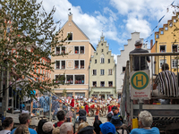 Over 2,000 participants recreate the medieval wedding of Hedwig Jagiellon and George of Bavaria. On July 16, 2023, in Landshut, Bavaria, Ger...