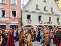 Over 2,000 participants recreate the medieval wedding of Hedwig Jagiellon and George of Bavaria. On July 16, 2023, in Landshut, Bavaria, Ger...