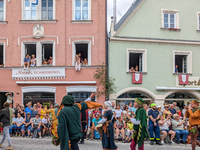 Over 2,000 participants recreate the medieval wedding of Hedwig Jagiellon and George of Bavaria. On July 16, 2023, in Landshut, Bavaria, Ger...