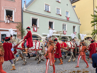 Over 2,000 participants recreate the medieval wedding of Hedwig Jagiellon and George of Bavaria. On July 16, 2023, in Landshut, Bavaria, Ger...