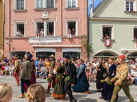 Over 2,000 participants recreate the medieval wedding of Hedwig Jagiellon and George of Bavaria. On July 16, 2023, in Landshut, Bavaria, Ger...