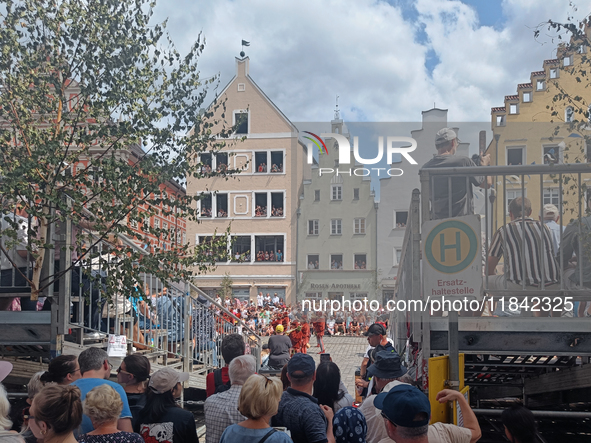 Over 2,000 participants recreate the medieval wedding of Hedwig Jagiellon and George of Bavaria. On July 16, 2023, in Landshut, Bavaria, Ger...