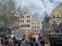 Over 2,000 participants recreate the medieval wedding of Hedwig Jagiellon and George of Bavaria. On July 16, 2023, in Landshut, Bavaria, Ger...