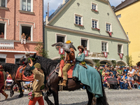 Over 2,000 participants recreate the medieval wedding of Hedwig Jagiellon and George of Bavaria. On July 16, 2023, in Landshut, Bavaria, Ger...