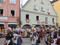 Over 2,000 participants recreate the medieval wedding of Hedwig Jagiellon and George of Bavaria. On July 16, 2023, in Landshut, Bavaria, Ger...