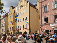 Over 2,000 participants recreate the medieval wedding of Hedwig Jagiellon and George of Bavaria. On July 16, 2023, in Landshut, Bavaria, Ger...