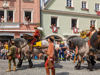 Over 2,000 participants recreate the medieval wedding of Hedwig Jagiellon and George of Bavaria. On July 16, 2023, in Landshut, Bavaria, Ger...