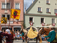 Over 2,000 participants recreate the medieval wedding of Hedwig Jagiellon and George of Bavaria. On July 16, 2023, in Landshut, Bavaria, Ger...