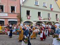 Over 2,000 participants recreate the medieval wedding of Hedwig Jagiellon and George of Bavaria. On July 16, 2023, in Landshut, Bavaria, Ger...