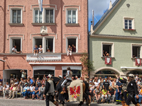 Over 2,000 participants recreate the medieval wedding of Hedwig Jagiellon and George of Bavaria. On July 16, 2023, in Landshut, Bavaria, Ger...