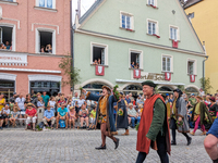 Over 2,000 participants recreate the medieval wedding of Hedwig Jagiellon and George of Bavaria. On July 16, 2023, in Landshut, Bavaria, Ger...