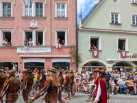 Over 2,000 participants recreate the medieval wedding of Hedwig Jagiellon and George of Bavaria. On July 16, 2023, in Landshut, Bavaria, Ger...