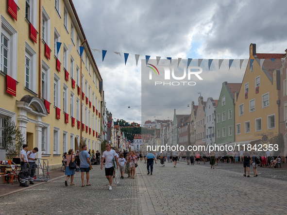 Over 2,000 participants recreate the medieval wedding of Hedwig Jagiellon and George of Bavaria. On July 16, 2023, in Landshut, Bavaria, Ger...