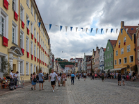 Over 2,000 participants recreate the medieval wedding of Hedwig Jagiellon and George of Bavaria. On July 16, 2023, in Landshut, Bavaria, Ger...