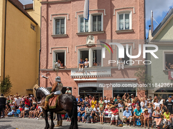 Over 2,000 participants recreate the medieval wedding of Hedwig Jagiellon and George of Bavaria. On July 16, 2023, in Landshut, Bavaria, Ger...