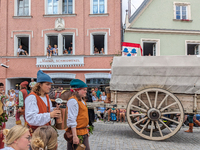 Over 2,000 participants recreate the medieval wedding of Hedwig Jagiellon and George of Bavaria. On July 16, 2023, in Landshut, Bavaria, Ger...