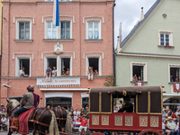 Over 2,000 participants recreate the medieval wedding of Hedwig Jagiellon and George of Bavaria. On July 16, 2023, in Landshut, Bavaria, Ger...