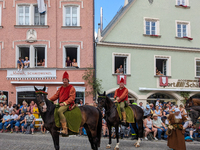 Over 2,000 participants recreate the medieval wedding of Hedwig Jagiellon and George of Bavaria. On July 16, 2023, in Landshut, Bavaria, Ger...