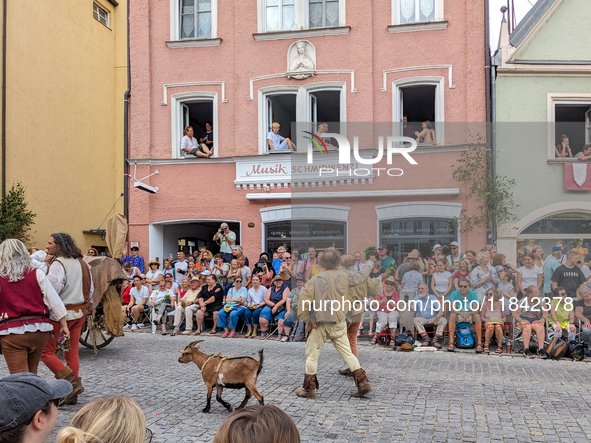 Over 2,000 participants recreate the medieval wedding of Hedwig Jagiellon and George of Bavaria. On July 16, 2023, in Landshut, Bavaria, Ger...