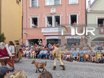 Over 2,000 participants recreate the medieval wedding of Hedwig Jagiellon and George of Bavaria. On July 16, 2023, in Landshut, Bavaria, Ger...