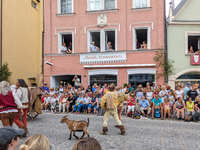 Over 2,000 participants recreate the medieval wedding of Hedwig Jagiellon and George of Bavaria. On July 16, 2023, in Landshut, Bavaria, Ger...