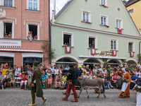 Over 2,000 participants recreate the medieval wedding of Hedwig Jagiellon and George of Bavaria. On July 16, 2023, in Landshut, Bavaria, Ger...