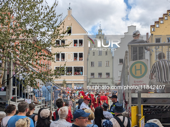 Over 2,000 participants recreate the medieval wedding of Hedwig Jagiellon and George of Bavaria. On July 16, 2023, in Landshut, Bavaria, Ger...