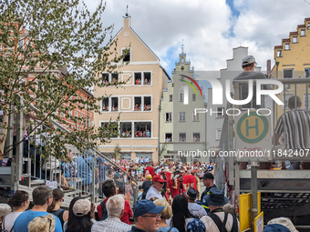 Over 2,000 participants recreate the medieval wedding of Hedwig Jagiellon and George of Bavaria. On July 16, 2023, in Landshut, Bavaria, Ger...