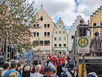 Over 2,000 participants recreate the medieval wedding of Hedwig Jagiellon and George of Bavaria. On July 16, 2023, in Landshut, Bavaria, Ger...