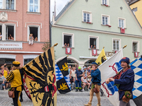 Over 2,000 participants recreate the medieval wedding of Hedwig Jagiellon and George of Bavaria. On July 16, 2023, in Landshut, Bavaria, Ger...