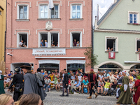 Over 2,000 participants recreate the medieval wedding of Hedwig Jagiellon and George of Bavaria. On July 16, 2023, in Landshut, Bavaria, Ger...