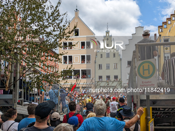 Over 2,000 participants recreate the medieval wedding of Hedwig Jagiellon and George of Bavaria. On July 16, 2023, in Landshut, Bavaria, Ger...