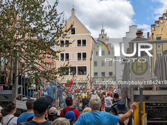 Over 2,000 participants recreate the medieval wedding of Hedwig Jagiellon and George of Bavaria. On July 16, 2023, in Landshut, Bavaria, Ger...