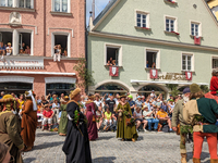 Over 2,000 participants recreate the medieval wedding of Hedwig Jagiellon and George of Bavaria. On July 16, 2023, in Landshut, Bavaria, Ger...