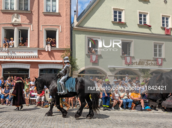 Over 2,000 participants recreate the medieval wedding of Hedwig Jagiellon and George of Bavaria. On July 16, 2023, in Landshut, Bavaria, Ger...