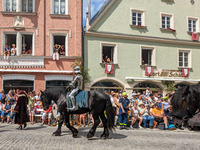 Over 2,000 participants recreate the medieval wedding of Hedwig Jagiellon and George of Bavaria. On July 16, 2023, in Landshut, Bavaria, Ger...