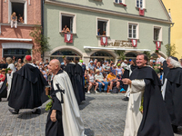 Over 2,000 participants recreate the medieval wedding of Hedwig Jagiellon and George of Bavaria. On July 16, 2023, in Landshut, Bavaria, Ger...