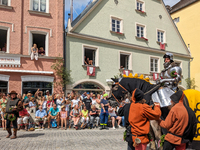 Over 2,000 participants recreate the medieval wedding of Hedwig Jagiellon and George of Bavaria. On July 16, 2023, in Landshut, Bavaria, Ger...