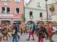 Over 2,000 participants recreate the medieval wedding of Hedwig Jagiellon and George of Bavaria. On July 16, 2023, in Landshut, Bavaria, Ger...