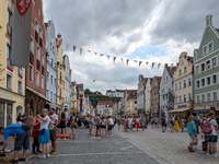 Over 2,000 participants recreate the medieval wedding of Hedwig Jagiellon and George of Bavaria. On July 16, 2023, in Landshut, Bavaria, Ger...